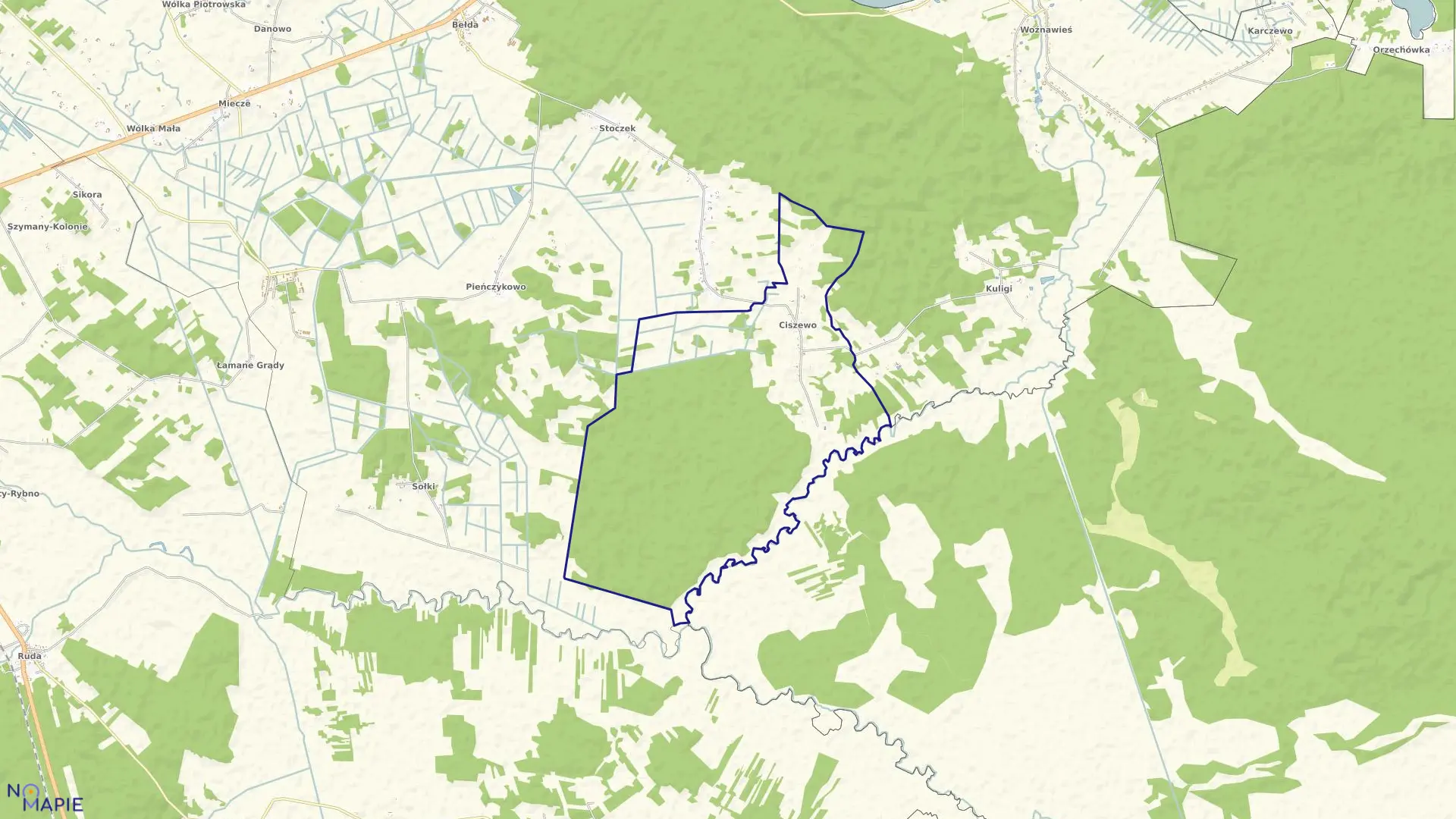 Mapa obrębu CISZEWO w gminie Rajgród