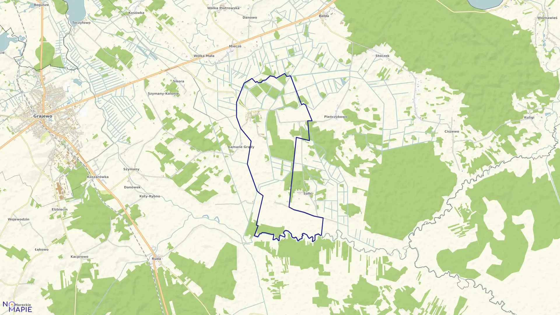 Mapa obrębu PIEŃCZYKÓWEK w gminie Rajgród