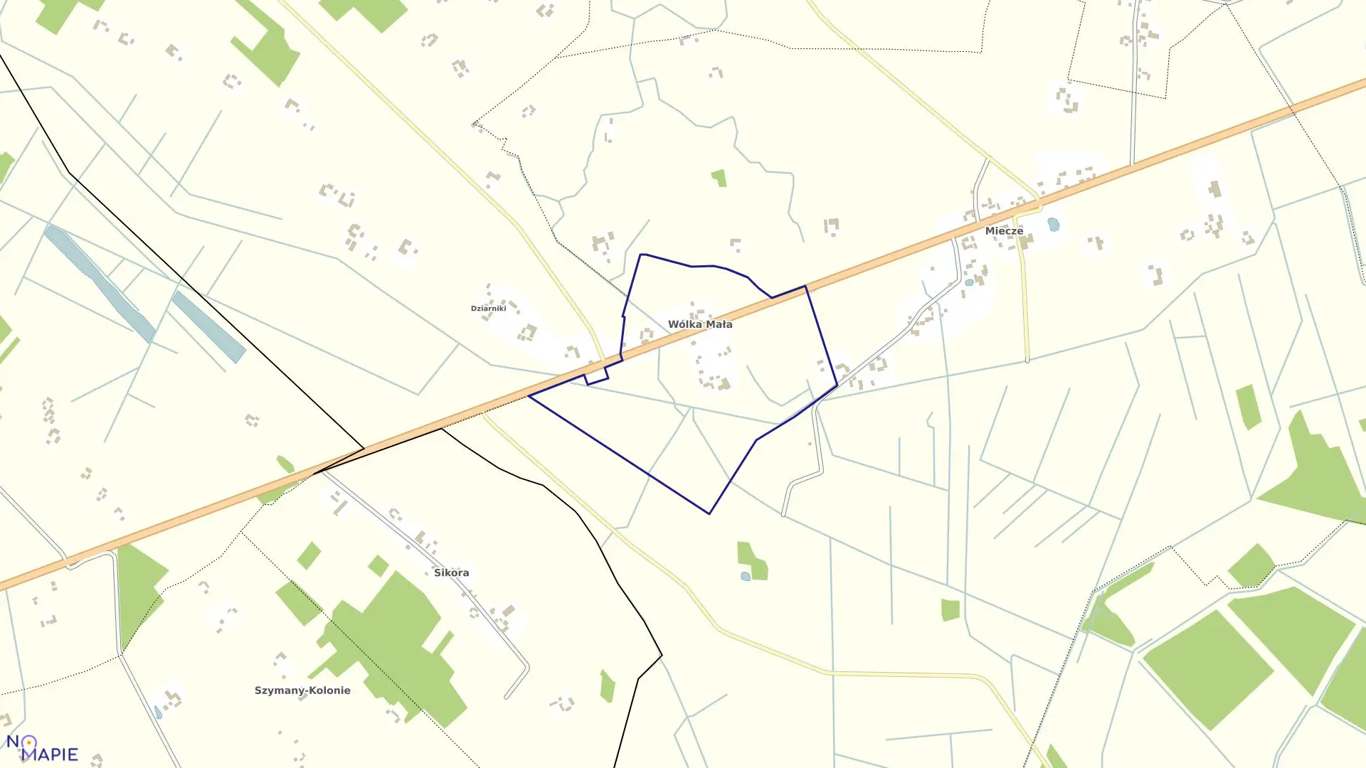 Mapa obrębu WÓLKA MAŁA w gminie Rajgród